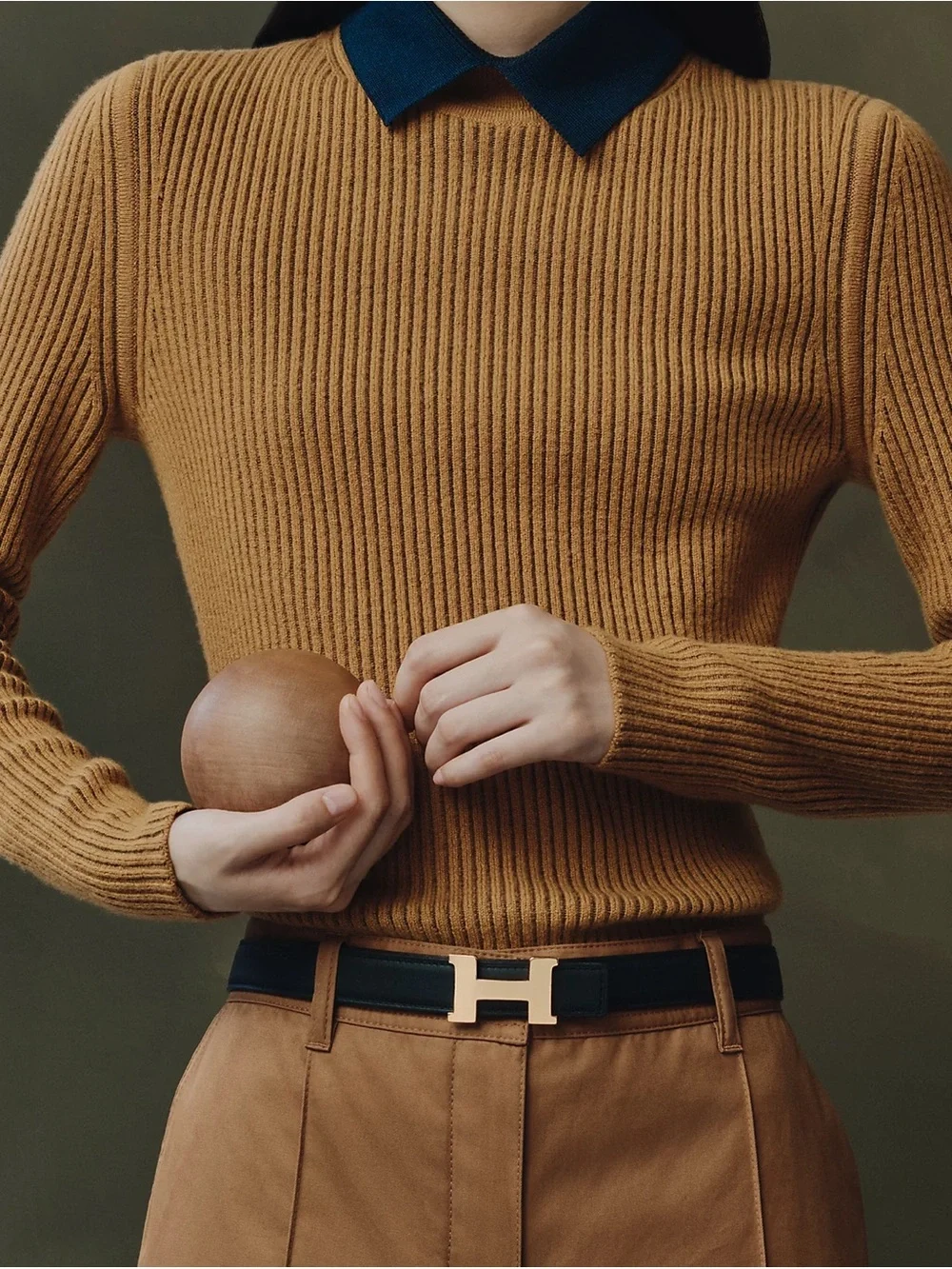 Hermès Mini Constance H belt buckle & Reversible leather strap 24 mm Taupe/blanc